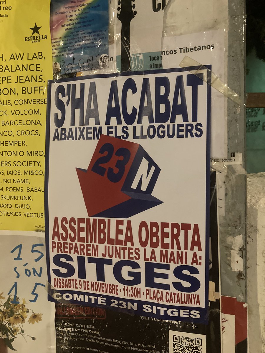 ateneusitges's tweet photo. 🔴DISSABTE 9/11
Assemblea oberta per organitzar la manifestació del 23-N. Prou de lloguers que ens ofeguen. 

🗓️11.30 h a Pl. Catalunya
@SindicatLloguer https://t.co/5ltKcukeAN