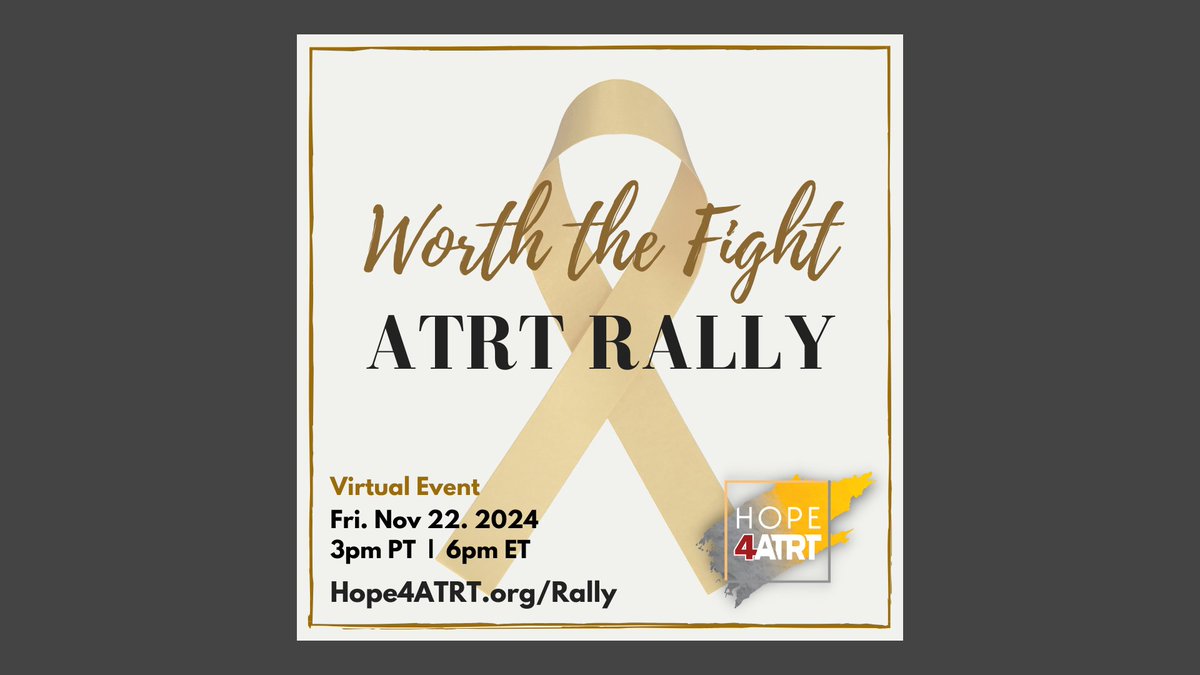 Connect &amp; Learn alongside ATRT Experts and Families
Register for FREE virtual link! Hope4ATRT.org/Rally

#worththefight #atrtwarriors #atrtrally #hope4atrt #atrt