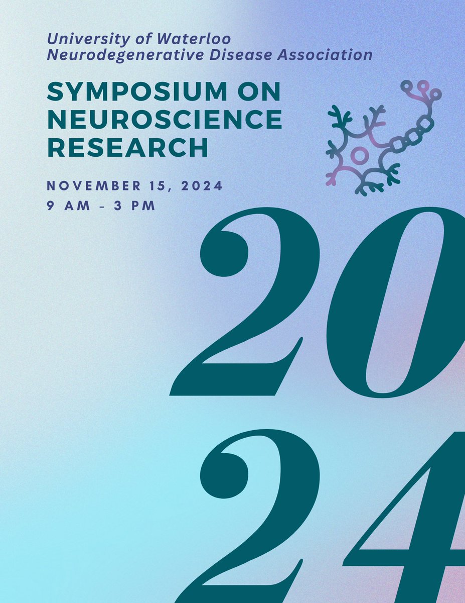The Symposium on Neuroscience Research is less than two weeks away. We are so excited to see all of you who registered to attend! View the full program on our event website (link below). Thank you for supporting this event! 💜

uwaterloo.ca/biology/sympos… 

#SoNR2024 <a href="/UWResearch/">Waterloo Research</a>