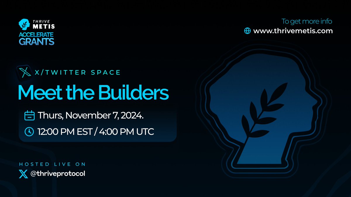 This Thursday at 12 pm EST, we will host another great X Space together with our Thrive Metis build projects and <a href="/MetisL2/">Metis🌿</a> !

Make sure to put your reminders because there will be some surprises! 👀

➡️ x.com/i/spaces/1jMJg…