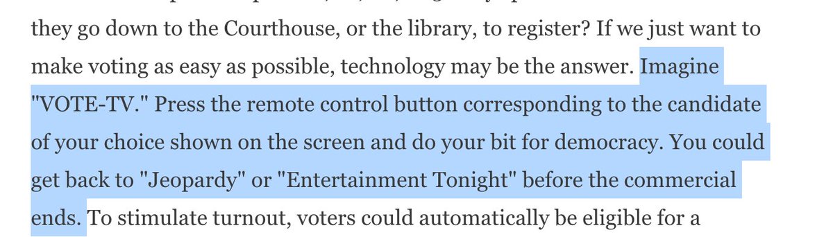 I always think of this 1991 op-ed by Mitch McConnell about a bill that would've setup voter registration at DMVs. 

McConnell whined "How easy should voting be?" and argued more accessible voting wouldn't be fair because "even political couch potatoes will roll out and vote."