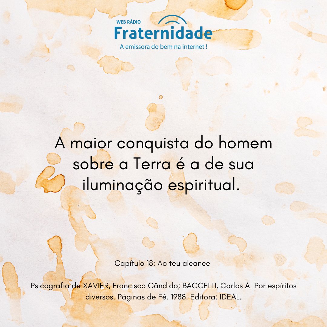 Boa tarde ! (05/11/2024)

Capítulo 18: Ao teu alcance

Psicografia de XAVIER, Francisco Cândido; BACCELLI, Carlos A. Por espíritos diversos. Páginas de Fé. 1988. Editora: IDEAL.

#webradiofraternidade #mensagensdiarias #chicoxavier #emmanuel