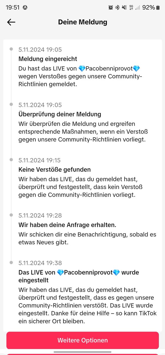 Panikmod's tweet image. Tiktok wieder on point. 2 anläuft, dass gegen einen faschistischen Account vorgegangen Wird. Naja ich hoffe die Meldung bei der Polizei läuft besser, als das meldesystem von tiktok.