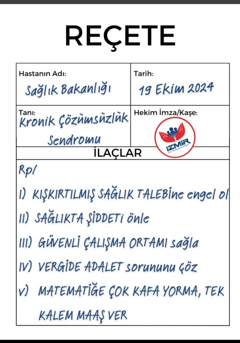 #asmlerkapalı
#ailehekimliğizulümyönetmeliği
Kışkırtılmış sağlık taleplerini önlemenin yolu hekimi hastayla karşı karşıya getirmek değildir. Bir halk tabiriyle alışmış kudurmuştan beterdir ve bunun çözümü sistemin değişmesidir. Çünkü hastayı siz alıştırdınız biz değil!!!