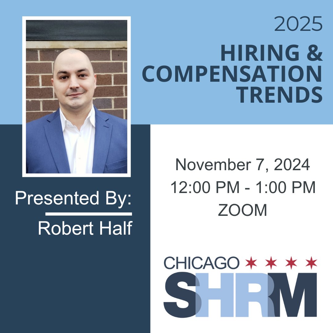 *Corrected Date* Join us and and our friend Chris White from Robert Half, and we discuss the biggest trends in HR for 2025! Chris will lead the discussion on everything surrounding compensation to how AI is shaping employer needs -- don't miss out! bit.ly/3A60MGY