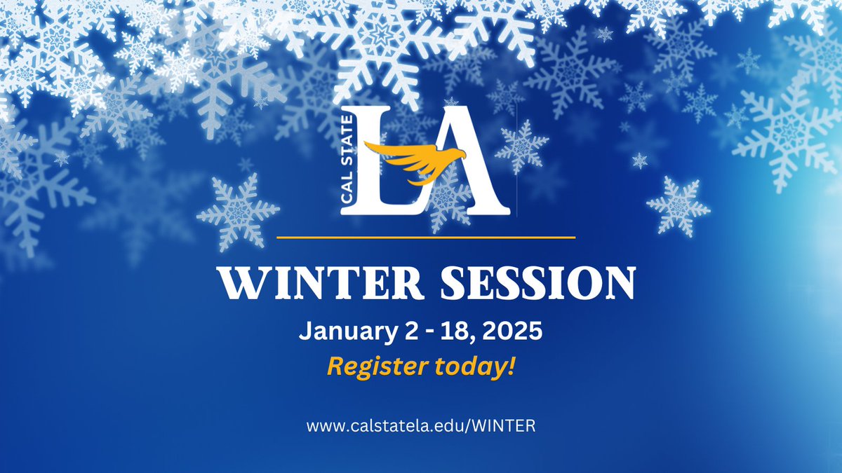 Take that class you need to graduate early or on time during Winter Session. Registration is now open. See the schedule of classes in GET. Plan ahead, stay ahead, get ahead. Visit: bit.ly/3YTV840 ☃️
#WeAreLA #WinterSession