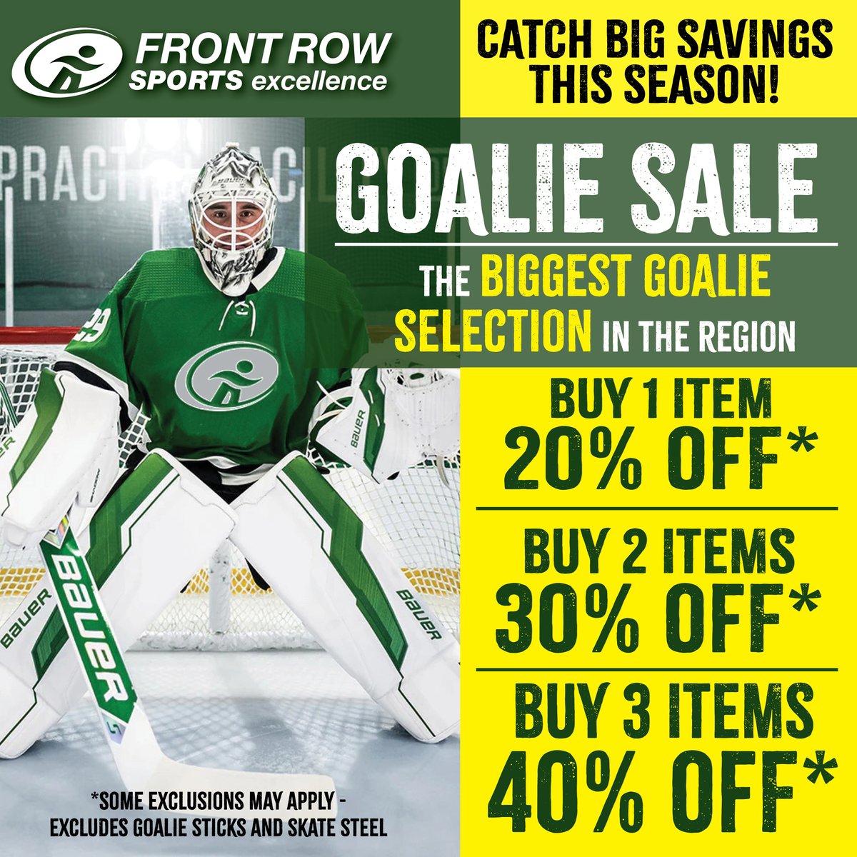 🥅 GOALIE GEAR SALE! 🥅
Get ready to save big with our HUGE selection of brand named goalie equipment! From pads to gloves, we’ve got every style to fit your game. 🔥
Hurry – stock is flying off the shelves!
#HockeyLife #GoalieGear #SaveBig #HockeySale #HockeySale
