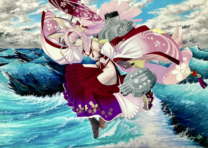 50過ぎのオッサン(外見は自他共に認める青少年?)が、本気になってアニメやゲームのファンアートを描くと、こんな感じになるらしい。言っておくけど、かなりデカいよ。#アナログ絵 #アクリル画 