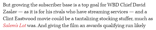 Tiens donc, Zaslav se rend - enfin - compte que Kilar tenait peut-être quelque chose avec son Project PopCorn pour attirer des abonnés vers Max et il fait de même pour Juror #2.