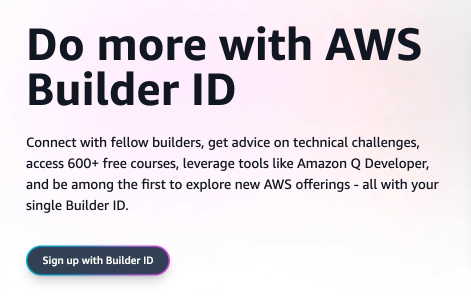 🎉 Level up your AWS journey with AWS Builder ID! Unlock training, community insights, and more to boost your skills.

1️⃣ Activate your profile
2️⃣ Claim your alias
3️⃣ Complete your profile

👉 Start here: bit.ly/builderid