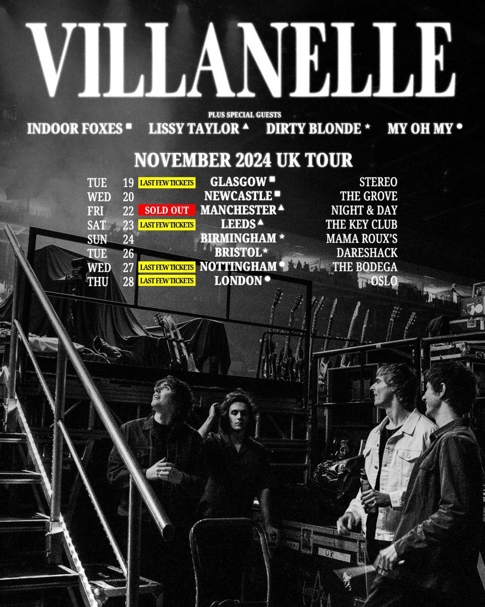 VILLANELLE are very pleased to announce support for the upcoming headline tour. 

Final tickets via the link below.

tix.to/Villanelle