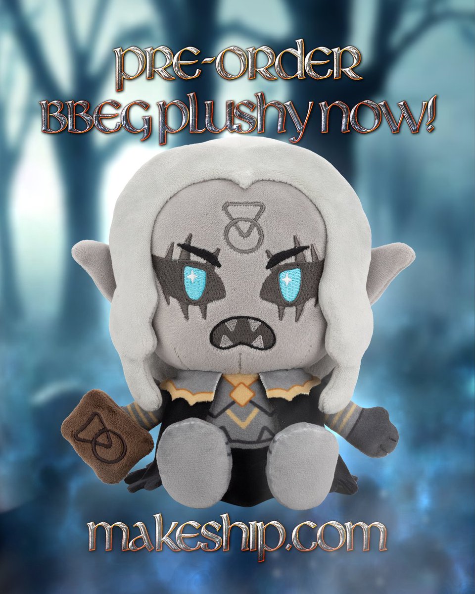 NEW PLUSH ALERT!

New BBEG Plush is coming! Pre-Orders launch tonight at 7PM AEST!

BBEG comes with his very own velcro attached Book of Necromancy! Don't miss out! Coming soon exclusively at makeship.com!⁠
⁠
💀 <a href="/kendallsdumb/">Kendall The Human (He/Him)</a>
🧸 @makeship