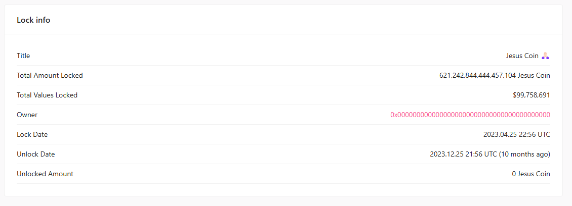 jesustokens's tweet photo. The $JESUS Coin Ultimate FAQ (part 2)
✨Why is the FDV different than the market cap?
✨Can you verify the burn on chain?
✨What’s with the #1 wallet on Solana?

#1 Why does the #1 wallet hold 80% of the supply on Ethereum?
The #1 Wallet is the Burned Supply. It is in a locked smart contract, owned by the burn address (0x0000)

#2 Can you verify the 80% Token Burn?
The 80% Supply Burn is verifiable on chain:
The Safe: 0x71B5759d73262FBb223956913ecF4ecC51057641
The Lock: 0x20a058326b2ebf96dad8f2d30f0682566fbd6d5ab5245f7394272f384f340baf
The Burn: 0x961de8ee1b7a97bfb355c2aad52c2cf6f1179d72246063be94aa979647b249d1
@coingecko has also independently verified our Supply Burn. The burned tokens are stuck in a smart contract called PinkLock 02 (Lock ID 1004705). All tokens launched on the @pinkecosystem launch pad also use this contract for locking/unlocking.

Here’s the best way to explain it:
- PinkLock 02 is a bank.
- The tokens are locked in a Safe within the bank.
- The key to the locked Safe was thrown into a volcano.
- The PinkLock contract is immutable (meaning, it can’t be changed).
- No one can ever open the Safe or change the lock unless they have the key
- But, the key is in a volcano (ie the burn address 0x0000)
- And the Bank is still used by other happy “customers” with completely different Safes

#3 What’s with the #1 wallet on Solana?
The #1 wallet is the $JESUS Bridge smart contract.
Solana Bridge: jkwgDqMBMYH2FP5LmTDGxEFVRKfQrpn1eeN7Q1Zk8yp

All of the available JESUS/SOL tokens that can be bridged from ETH are locked in that contract. It is impossible to redeem (or unlock) more tokens than are locked in the bridge (on either side).

#4 Why is there a discrepancy between market cap and FDV?
79.87% of the supply of $JESUS was burned on 12/25/23. Those tokens are forever burned and can never be unlocked or released. The FDV includes those tokens. (Coins that have done major burns have the same issue)

#5 What’s the difference between JESUS/ETH and JESUS/SOL?
There is no difference. They are the same token, just on two different blockchains. Tokens can be bridged back and forth between the chains without restriction and liquidity is locked on both chains.

- JESUS/SOL trades out of  @RaydiumProtocol 
- JESUS/ETH trades out of  @Uniswap V2
#6 How does the Bridge work?
Blockchain bridges work in two ways:
A) Mint & Burn
B) Unlock & Lock

The JESUS Bridge utilizes the Unlock & Lock functions for bridging JESUS between @ethereum  and @solana .

All of the available @jesustokens on Sol are locked in a contract. When JESUS/ETH tokens are bridged over to Solana, those tokens are locked in a contract on the ETH side and the equivalent number of tokens are unlocked on the Sol side. Security wise this means, it is impossible to redeem (or unlock) more tokens than are locked in the bridge (on either side).

ETH bridge: 0x8BCCfed5d847087426cBCC787dAbA655DEe0D9A2
SOL bridge: jkwgDqMBMYH2FP5LmTDGxEFVRKfQrpn1eeN7Q1Zk8yp

#7 Is it better to buy $JESUS on Ethereum or Solana?
Because the Solana liquidity pool has 99% less liquidity, slippage will be much higher there. While the JESUS/ETH LP can easily handle 5–7 figure buys/sells.

If gwei is high, buying on Solana might make more sense.

#8 Why is the JESUS/SOL liquidity so different than the JESUS/ETH liquidity?
$JESUS launched on Ethereum on 4/25/23. At launch, 9 ETH + 1% of the supply was locked in liquidity. The UniSwap LP has accumulated over $1,000,000 in LP fees (from over $400,000,000 in total trading volume).

The JESUS/SOL Raydium liquidity pool was launched on 5/1/24, with ~$40,000 in JESUS and SOL (donations from the community). Both positions are locked and renounced and will continue to earn fees for perpetuity.

#9 What’s the trading volume of $JESUS?
Since fees are less on Solana, SOL memecoins typically have much more volume than coins on Ethereum. $JESUS is an ETH native memecoin.

From 4/25/23 to 11/2/24, the average daily volume of $JESUS is: ~$1,000,000

#10 What are the tokenomics?
Original 👇 
Total Supply: 777.777 trillion $JESUS
Liquidity locked: 9 ETH + 1%
Team/marketing/CEX: 0%
Public Presale: 19%
Burned Supply: 621.24 trillion $JESUS (79.87%)

Current 👇
Circulating: 156.5 trillion $JESUS
Liquidity locked: ~ 7 trillion $JESUS (4.7%)
Over 95% of the circulating supply is owned by the community.

#11 Will JESUS ever be on other blockchains? (@base , BTC, XRP, etc)
Since JESUS is a decentralized ERC-20 token, it can be bridged to any chain, at any time, by anyone. However, To be traded on those chains, a new liquidity pool must be launched on the desired chain. Again, anyone can launch an LP on any chain.

#12 Will Jesus Coin ever be on any exchanges or futures platforms?
The listing process for major exchanges varies, most require a 5–6 figure listing fee, Market Maker, Liquidity, marketing costs, and minimum volume requirements.

$JESUS is available to trade on any decentralized exchange (UniSwap, Raydium, @JupiterExchange  @CoinbaseWallet @okxweb3 @SlingshotCrypto @usemoonshot 

#13 Why isn’t $JESUS verified on everywhere? (Jupiter, Phantom, Moonshot, etc)
Wallets and exchanges all have different verification requirements. Typically, volume and community interest are the aspects they factor in most. As $JESUS continues to grow, more platforms will verify the coin.

#14 Is the $JESUS contract verified and audited?
Yes, the Jesus Coin contract is verified on Etherscan and was audited by @mythx_platform 

#15 Why are there security warnings on the contract?
JESUS launched with an antiwhale contract to help protect against bots/snipers. This is standard for most hyped contracts & was turned off before the contract was renounced.

Any “external call risks” and “anti-bot functions” are irrelevant after a contract is renounced because no internal/external functions can be called since the contract is owned by the burn address (0x0000).