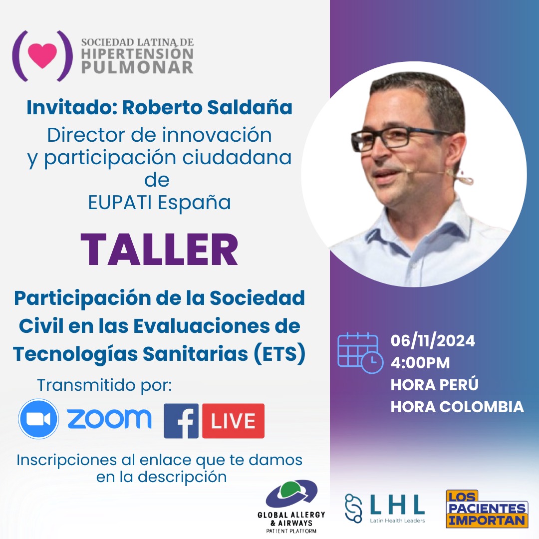 Porque la participación de la sociedad civil es importante en los procesos de ETS, este miércoles tendremos a un gran profesional y Líder de pacientes.
Hola, 

Fecha: 6 nov 2024 04:00 p. m. Bogotá 

Link de inscripción:
us02web.zoom.us/meeting/regist…