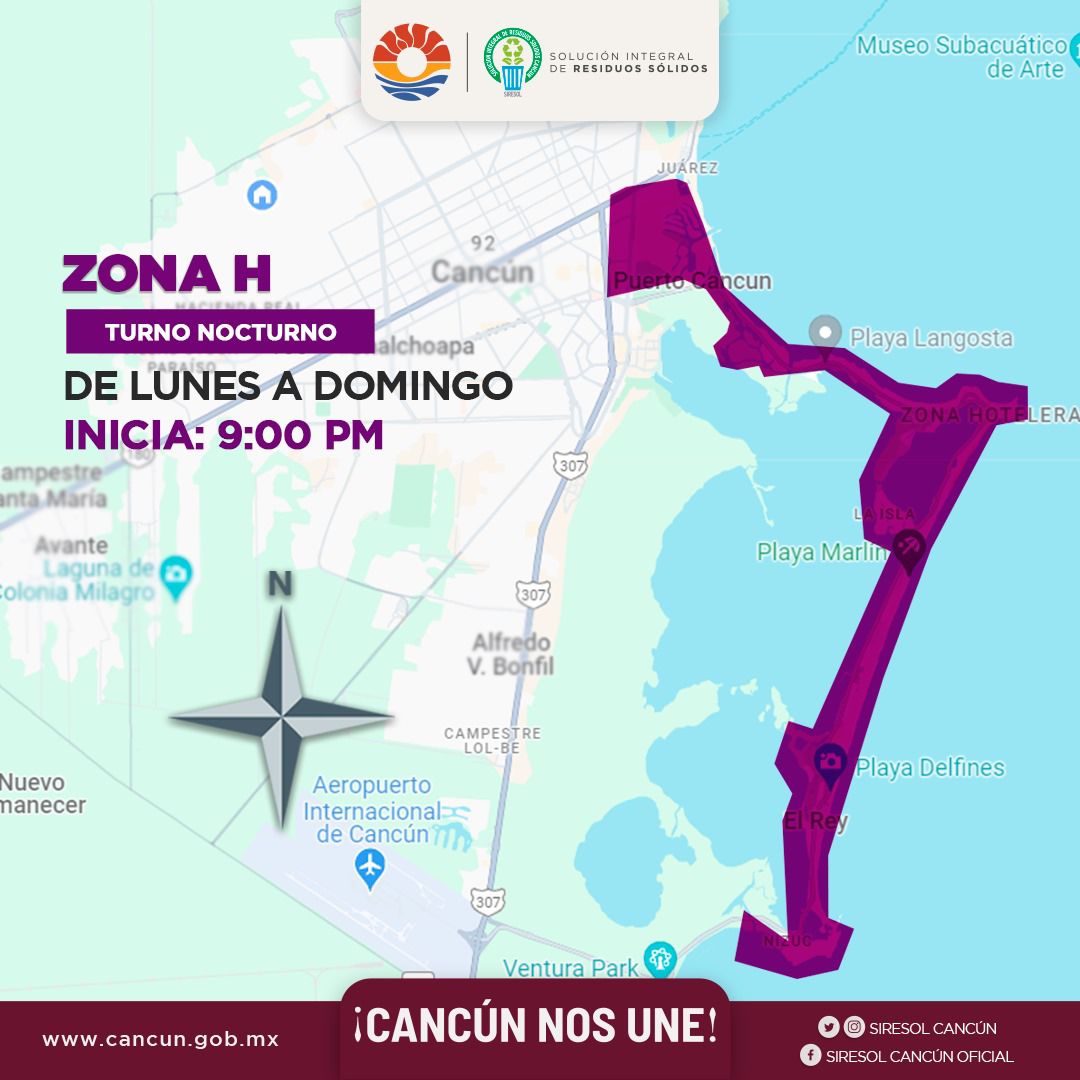SIRESOL_CUN's tweet photo. Cancunenses les compartimos los mapas del servicio de #recolección de la zona 1 y zona H. Es importante que conozcan ambos, para que saquen sus residuos a tiempo. 🚛⏰️

Ayudas a tu comunidad amarrando bien tus bolsas de basura así como poner tus desechos en bolsas resistentes. https://t.co/JMdgtON1Eh