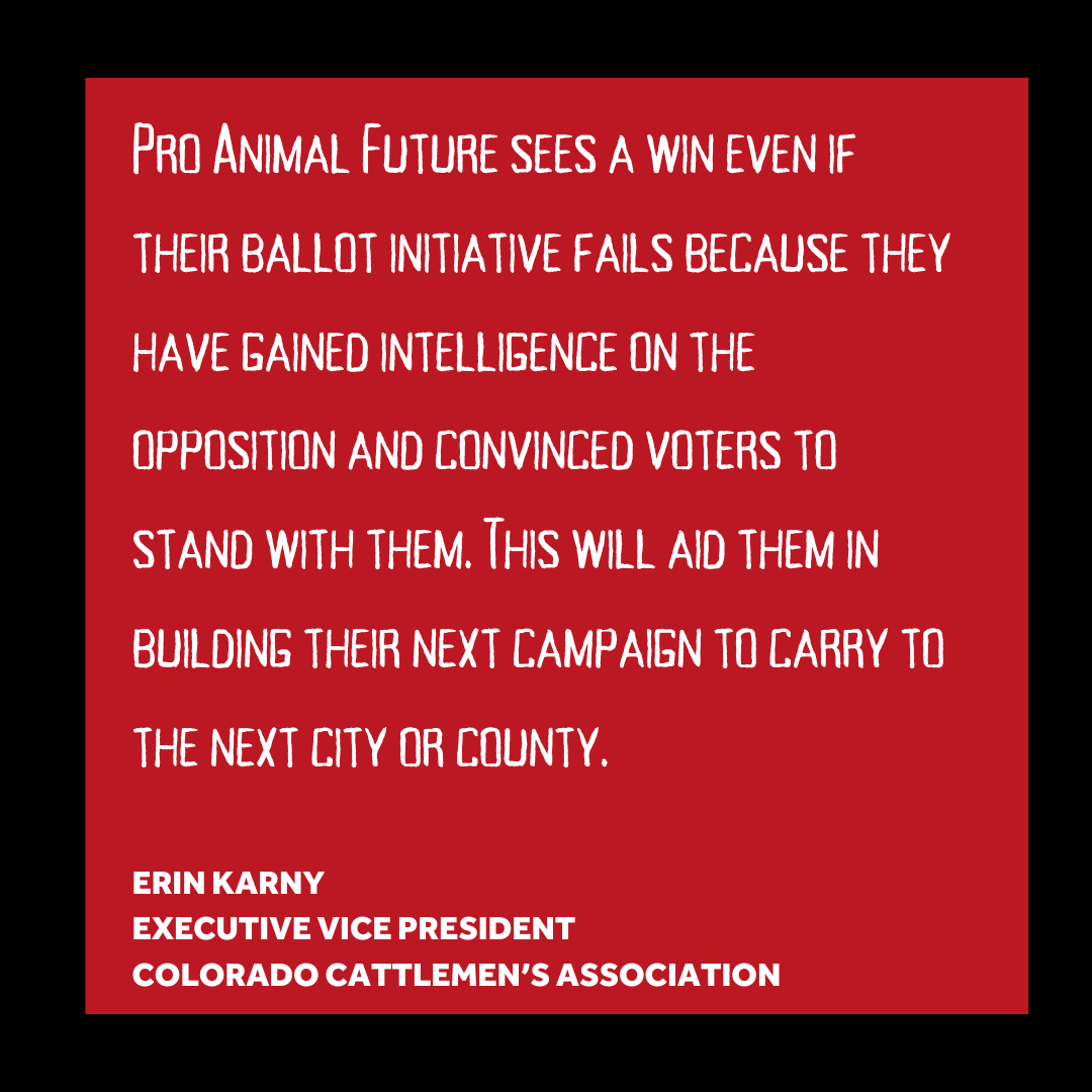 Dear Corporate Meat Industry,

It's not true that this isn't about Denver, but we ARE thrilled with the campaign whether we win or lose.

We're coming for you no matter what.
