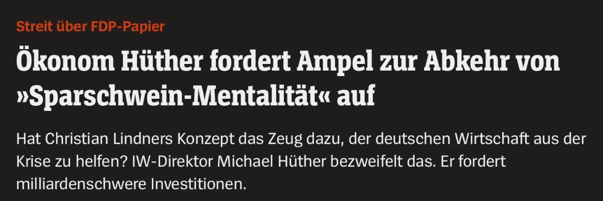 Franziska Brantner (@fbrantner) on Twitter photo Christian Lindner glaubt, er könnte die Wirtschaft mit einem Sparschwein retten. <a href="/iw_koeln/">Institut der deutschen Wirtschaft</a> -Direktor Michael Hüther bezweifelt zurecht, dass man so 20 Jahre Investitionsstau löst. Deswegen: #InvestitionenStattIllusionen Christian Lindner glaubt, er könnte die Wirtschaft mit einem Sparschwein retten. <a href="/iw_koeln/">Institut der deutschen Wirtschaft</a> -Direktor Michael Hüther bezweifelt zurecht, dass man so 20 Jahre Investitionsstau löst. Deswegen: #InvestitionenStattIllusionen