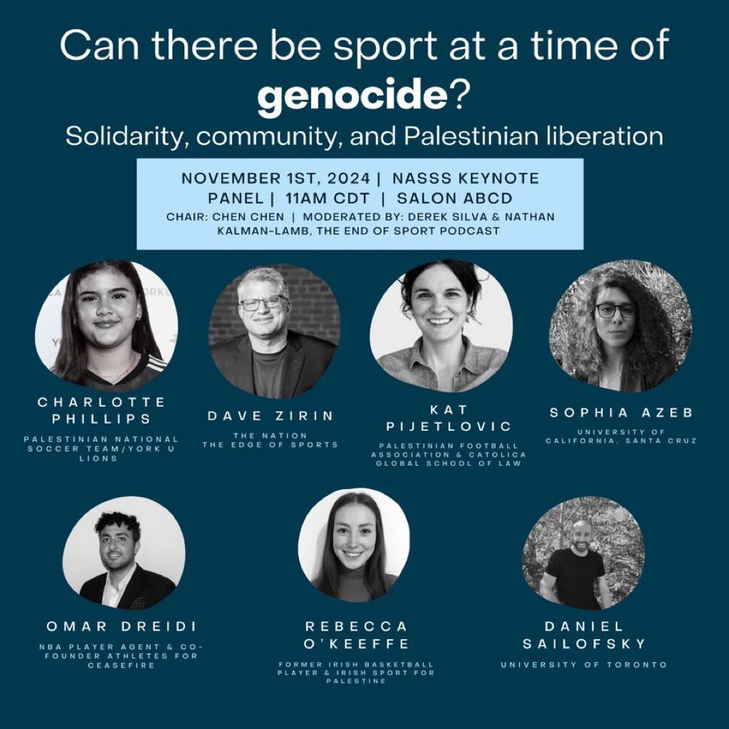 Ep. 158: On Sport and Genocide

We are so honored to share this remarkable keynote panel from <a href="/NASSSport/">NASSS</a> that unpacks the relationship between sport and the genocide in Gaza, including the voices of <a href="/brownisthecolor/">صوفيا عزب 🍉</a> <a href="/RebeccaO_K/">Rebecca O'Keeffe</a> + <a href="/katpijetlovic/">Katarina</a>.

theendofsport.podbean.com/e/episode-158/