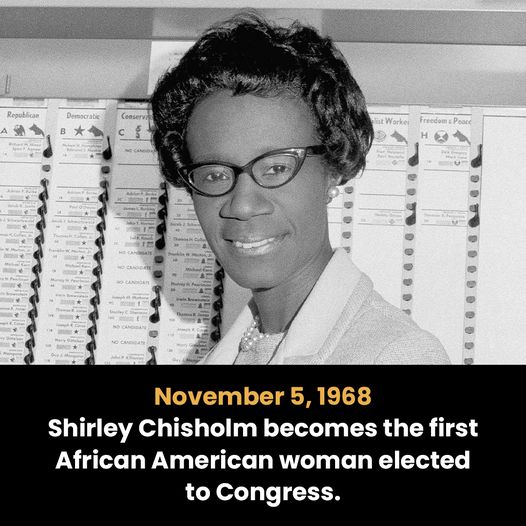 BlkHistStudies's tweet image. On this day in 1968, Shirley Chisholm became the first African American woman elected to Congress. #Pavingtheway #shirleychisholm