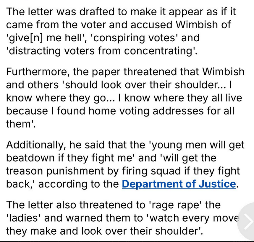 ThomasPaineBand's tweet photo. ๐จ BREAKING: Georgia's Election Integrity Under Siege!
In a shocking twist that could only happen in the wild world of American elections, a Georgia poll worker, Nicholas Wimbish, has been arrested for allegedly mailing a bomb threat to his own voting station! The kicker? He tried to frame a voter he had a spat with!
Here's how the tale unfolded:
On October 16, Wimbish, while serving as a poll worker, got into a heated exchange with a voter. Not the best day at the office, eh?
Fueled by what must have been an ego as fragile as a Fabergรฉ egg, Wimbish decided to concoct a revenge plot straight out of a B-movie script. He mailed a threatening letter to the Jones County Elections Superintendent, claiming to be that very same voter he argued with.
This letter wasn't just any old threat; it was a masterpiece of paranoia, warning of "boom toys" and ensuring everyone should "look over their shoulder." Talk about taking election drama to a new level!
The plot thickened when Wimbish got charged with not only mailing the bomb threat but also for lying to the FBI. Apparently, honesty isn't the best policy when you're trying to frame someone.
This incident comes at a time when election security is tighter than ever, with fears of voter intimidation rampant among those who believe in the sanctity of a fair vote. The irony? Here's a poll worker, who should be protecting the vote, essentially turning into the very villain he's supposed to guard against.
Folks, if this doesn't scream "Protect Election Integrity," what does? Share this post if you believe in elections free from such theatrics!