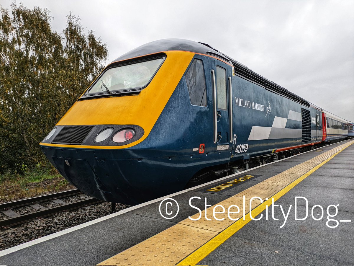 SteelCityDog_'s tweet image. #HighSpeedTuesday - @125Group owned MTU powered #Class43 High Speed Train powercar 43159 "Rio Warrior" on the rear of a test run between Chesterfield and the @midrlybutterley on the 24th of October 2023.