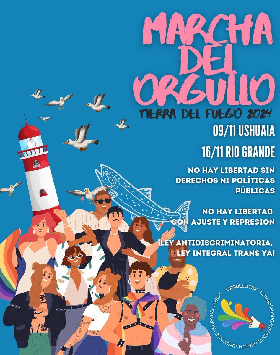 PolyAbba's tweet image. MARCHA DEL ORGULLO USHUAIA 2024🏳️‍🌈

🗓️09/11
🕔16hs
📍San Martin y Fadul

#Ushuaia #TierraDelFuego #OrgulloTDF #MarchaDelOrgullo #Pride