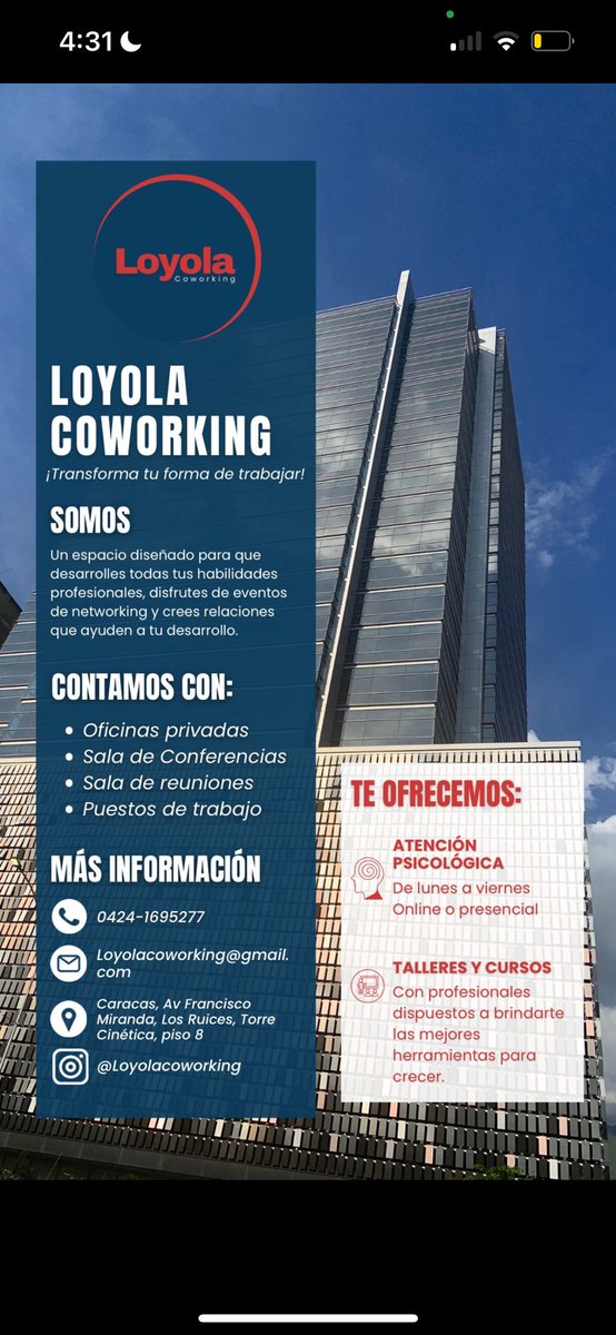 CamiMirabal's tweet photo. Amigos de Caracas, si están buscando lugares para hacer coworking, vayan a este. Es grande, luminoso y tiene un montón de beneficios. Mi papá está trabajando en esto con unos amigos y les está costando hacerle promoción, en el flyer está toda la info para reservar. https://t.co/hNGc9hqwH8