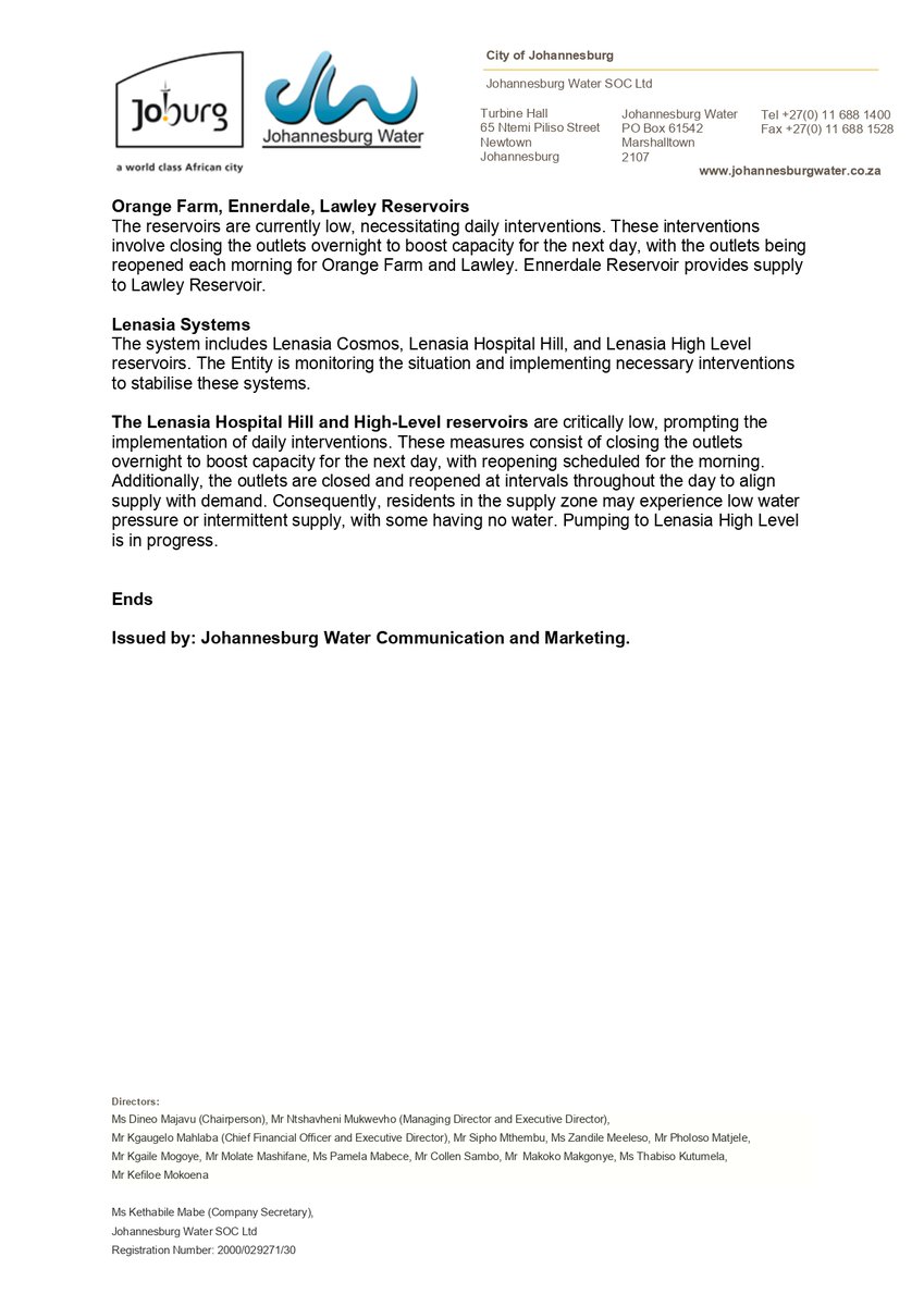 Johannesburg Water tweet media