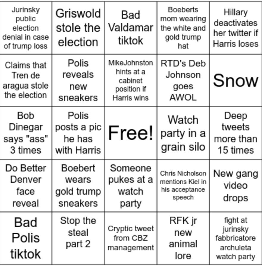 Follow along with our Denver elections madness bingo card today