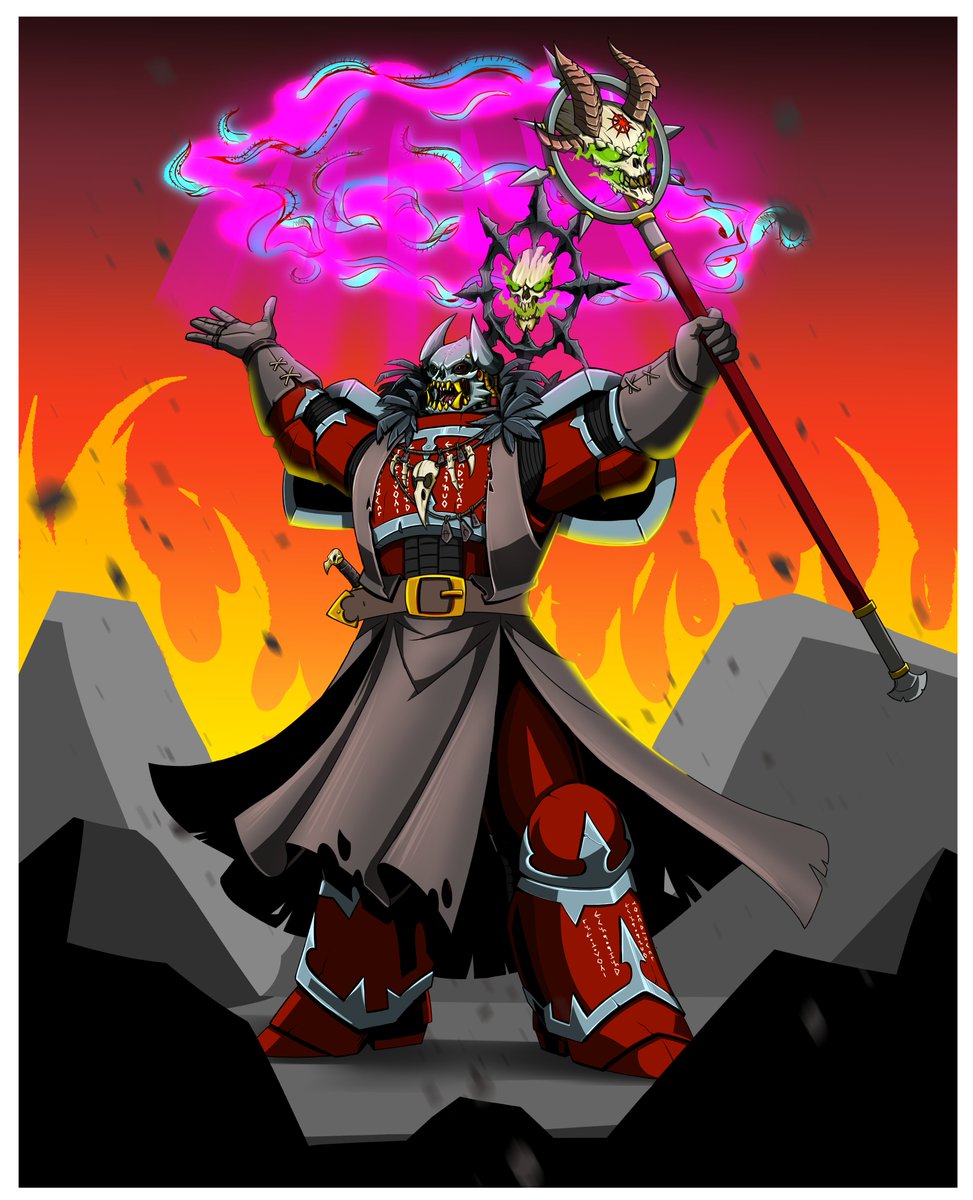 Finished up a commission of a friend's Word Bearer's OC. #warhammer40k #digitalart #wordbearer