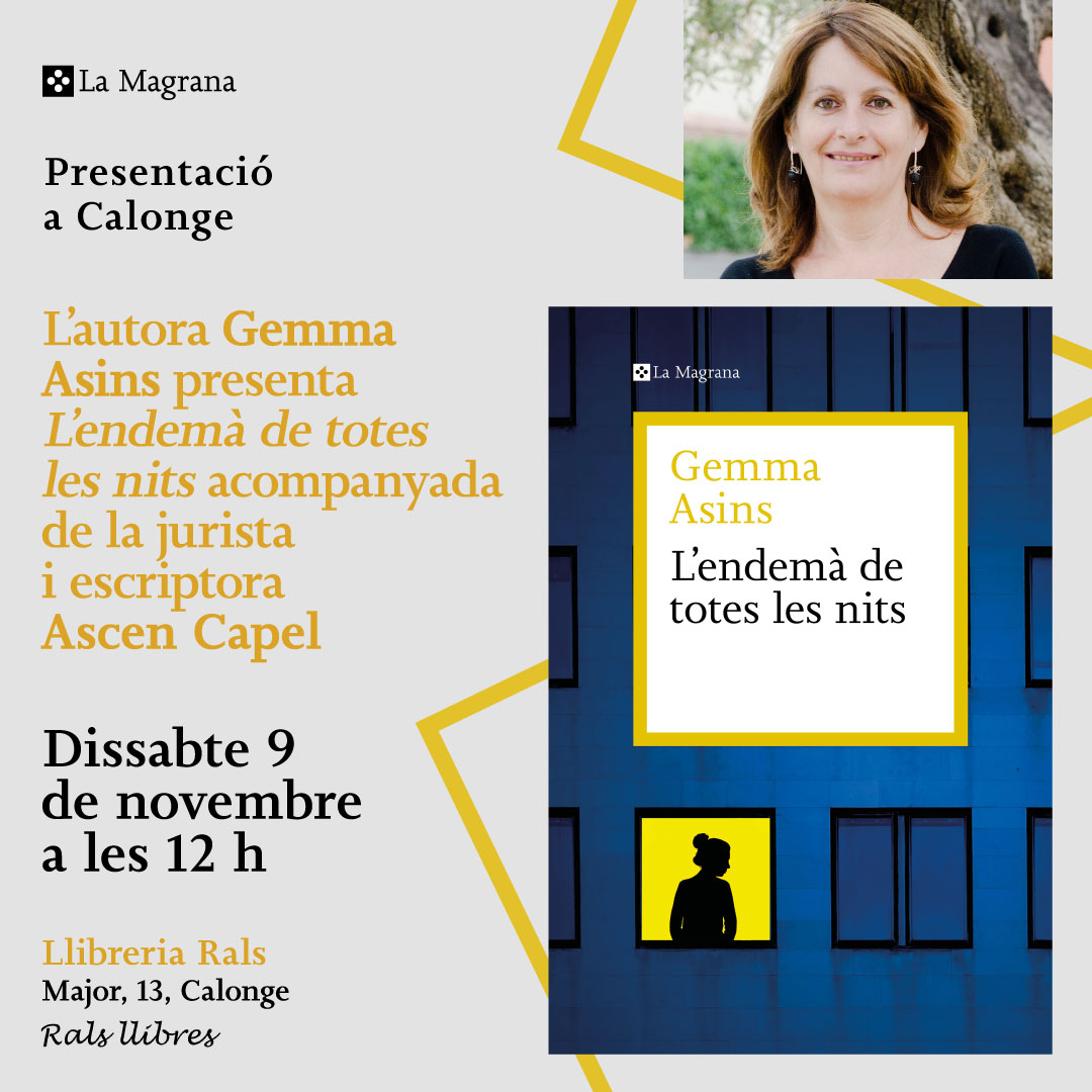 Penguin Llibres (@penguinllibres) on Twitter photo <a href="/Papereria_Nuria/">Nuria_Paper_Llibre</a> <a href="/laiamauribaraza/">Laia Mauri i Baraza</a> DISSABTE 9
📖 L'ENDEMÀ DE TOTES LES NITS
👤 Gemma Asins amb Ascen Capel
📍Llibreria Rals de #Calonge
🕖 12 h <a href="/Papereria_Nuria/">Nuria_Paper_Llibre</a> <a href="/laiamauribaraza/">Laia Mauri i Baraza</a> DISSABTE 9
📖 L'ENDEMÀ DE TOTES LES NITS
👤 Gemma Asins amb Ascen Capel
📍Llibreria Rals de #Calonge
🕖 12 h