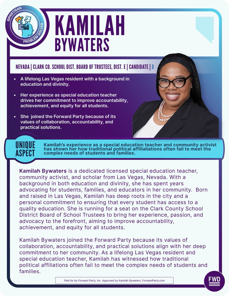 It’s Election Day! 🗳️ Let’s show up for local leaders who are ready to make a difference. Proud to support candidates like <a href="/KamilahBywaters/">Kamilah Bywaters</a>  and Jonathan Cooper, who are committed to real change and strong community values. Every vote matters!

#Vote #ElectionDay #Nevada