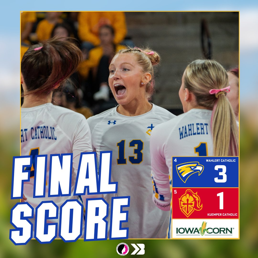 3A QUARTERFINAL

#4 Wahlert Catholic defeats #5 Kuemper Catholic!🔥

They will advance and play Wednesday, November 6 at 2:00 p.m. against #1 Mount Vernon!

#ighsau #iastatevb #boundia