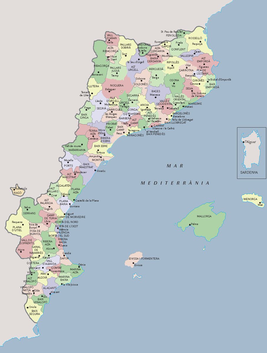 Els països del punt volat, de la ce trencada, dels apòstrofs, dels pronoms febles, dels diacrítics...
La llengua sense estat (disculpes Andorra) més potent del món, 10M de parlants, 9000 llibres l’any i estudiada a 145 universitats de l’estranger.
El nostre tresor nacional