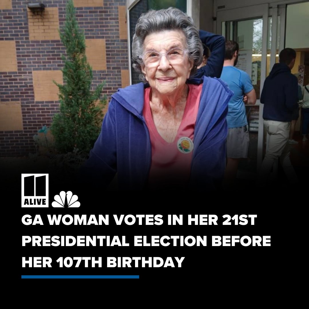 11AliveNews's tweet photo. What a way to celebrate 107! Winifred Glover Boone Klein just voted in her 21st Presidential Election before her 107th birthday π₯³
#11Alive #11AliveNews #GAElection #ElectionDay https://t.co/tjmLM7dSrP