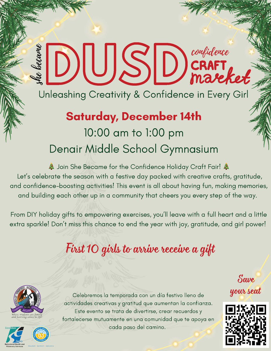 DenairUnified's tweet photo. "She Became" DUSD Confidence Craft Market.  Please join us. https://t.co/Lo66ME5iWR