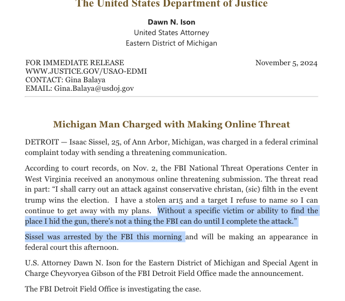 "There's not a thing the FBI can do" said a man who threatened an AR15 attack against conservative Christians on Nov. 2.

He was arrested by the FBI this morning.