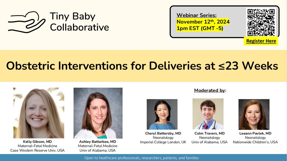 Join us for our next webinar on November 12: Obstetric Interventions for Deliveries at ≤23 Weeks.