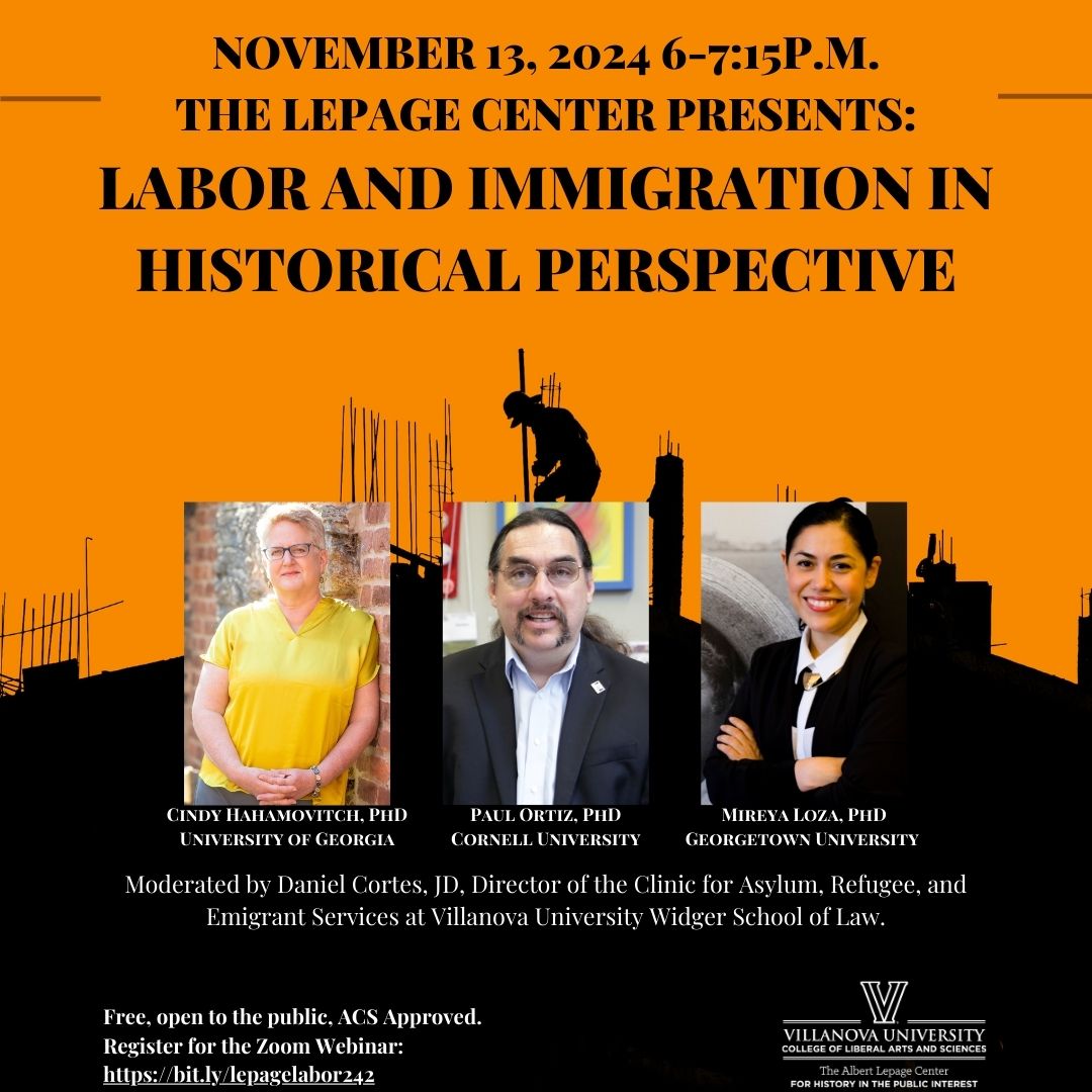 lepagevu's tweet photo. Join the conversation on Labor and Immigration 11/13, 6-7:15 pm: Featuring Dr. Cindy Hahamovitch, Dr. Paul Ortiz,and Dr. Mireya Loza. Moderated by VU Law's Professor Daniel Cortes.

https://t.co/pbMp3zL4Ao to register for the Zoom webinar. Free, open to the public, ACS Approved. https://t.co/ENAlnyUcjZ