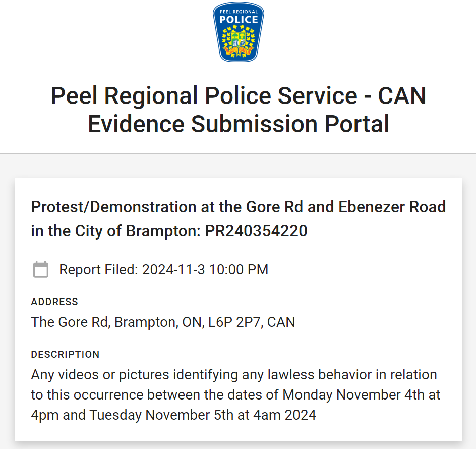 BaazNewsOrg's tweet photo. .@PeelPolice is calling on all to report &amp; share evidence connected to the pro-India mob violence last night in Brampton. 

🔗https://t.co/NguuYnhEtG

PRP has called for "any videos or pictures identifying any lawless behavior", including the inciting of violence. https://t.co/JGv1toH98L
