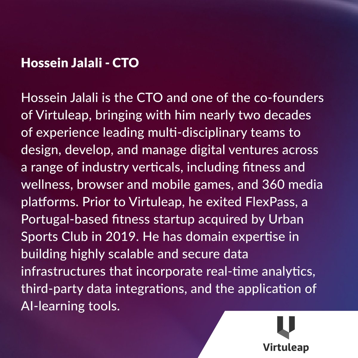 Pioneering VR for cognitive wellness: <a href="/Virtuleap/">Virtuleap</a> co-founders Amir Bozorgzadeh &amp; Hossein Jalali are transforming brain health assessment through cutting-edge virtual reality solutions. A breakthrough vision from our Fall '24 cohort!

#AgeTech #VR #Innovation #HealthTech