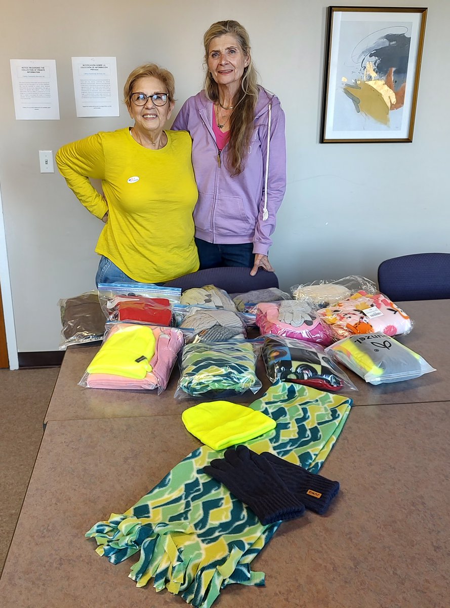 Many thanks to Paula Harrington-Nowicki who donated over 50 sets of men's and women's hat/scarf/glove sets.  This is the second cold weather season she has done this.  Last year, she made almost 150 sets!  We distribute them to the people we serve!