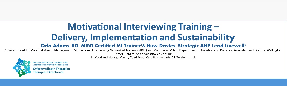 Orla Adams 💙 (@orlaadams) on Twitter photo Delighted to have our poster displayed at the <a href="/AHP_Cymru/">AHP Cymru</a> conference today sharing how Motivational Interviewing training has been delivered in <a href="/CV_UHB/">Cardiff and Vale University Health Board</a> along with sustaining the approach long-term with <a href="/Huwied/">Huw</a> Delighted to have our poster displayed at the <a href="/AHP_Cymru/">AHP Cymru</a> conference today sharing how Motivational Interviewing training has been delivered in <a href="/CV_UHB/">Cardiff and Vale University Health Board</a> along with sustaining the approach long-term with <a href="/Huwied/">Huw</a>