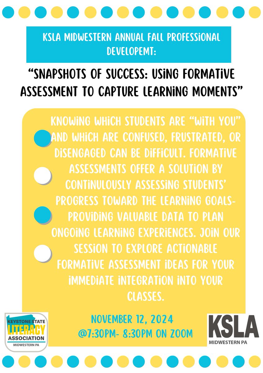 Reminder: We will be hosting a Fall All-Members Meeting and Professional Development on zoom Tuesday November 12th from 7:30pm-8:30pm! Check your emails for more information and the zoom link!