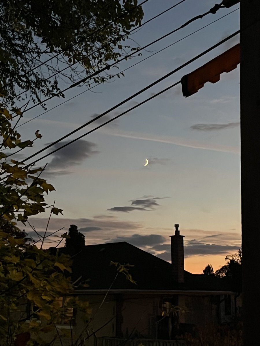 Quiet night and a small slice of moon.