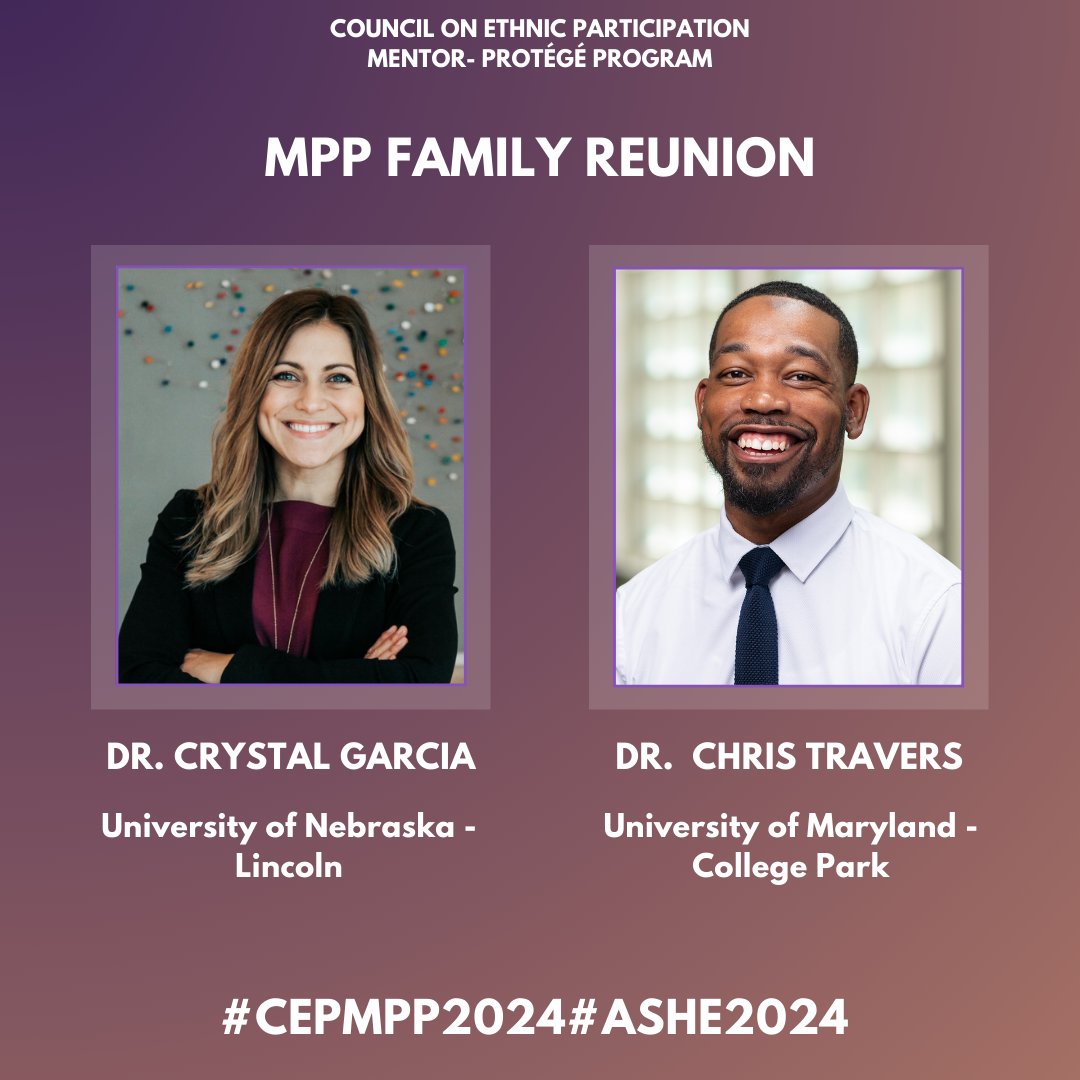 ASHE CEP_MPP (@cep_mpp) on Twitter photo Former/returning mentors and protégés - this one is for you!
Come hang out with two of our amazing former CEP MPP co-chairs, @CrystalEGarcia & <a href="/DrCT_Phats/">Christopher Travers, PhD</a>, as they create space for you to reminisce, reconnect, and reflect on your time in the program.
#CEPMPP2024 #ASHE2024 Former/returning mentors and protégés - this one is for you!
Come hang out with two of our amazing former CEP MPP co-chairs, @CrystalEGarcia & <a href="/DrCT_Phats/">Christopher Travers, PhD</a>, as they create space for you to reminisce, reconnect, and reflect on your time in the program.
#CEPMPP2024 #ASHE2024