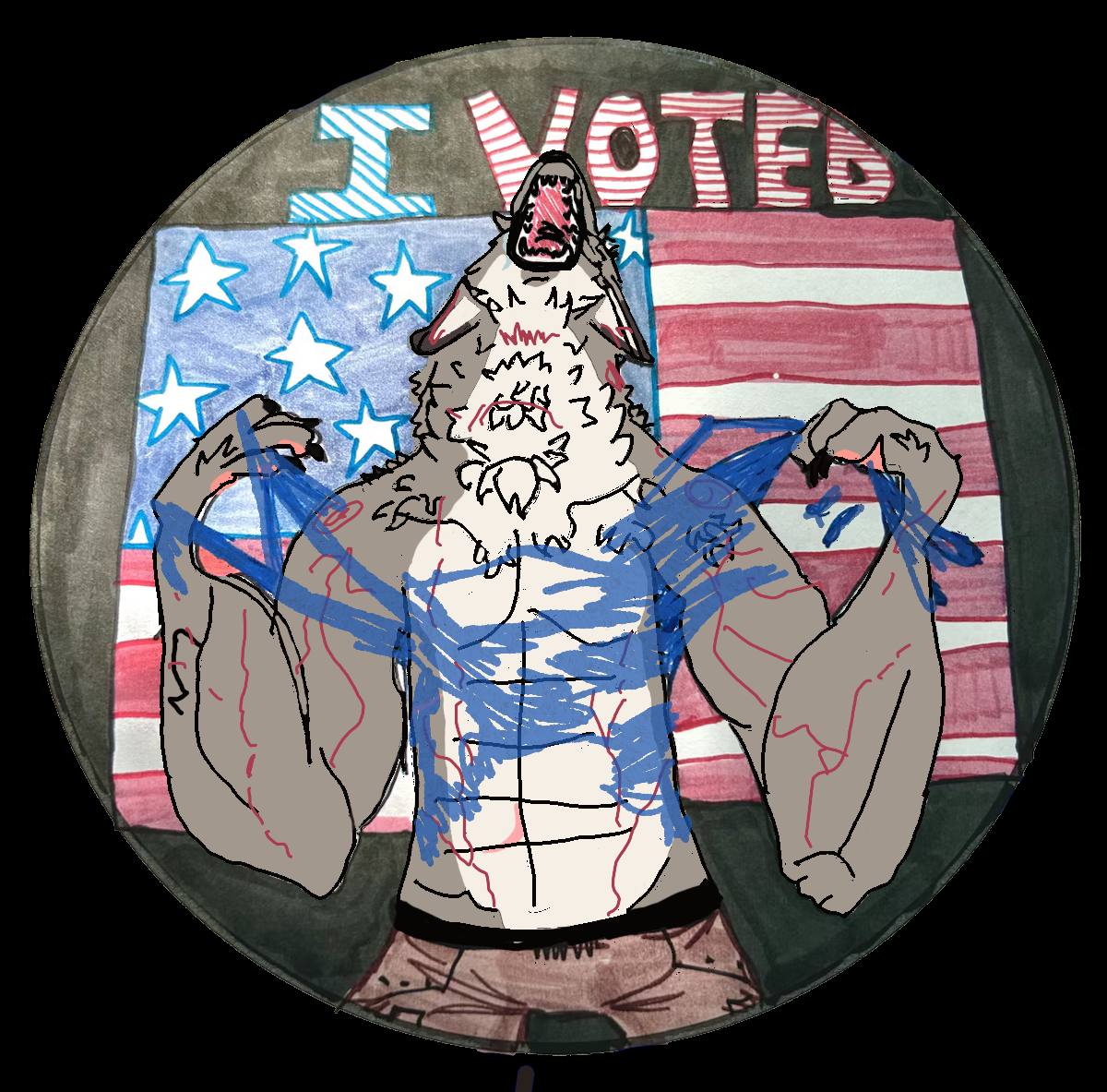 Cute lil' thing from <a href="/shadovvfang/">Shadow Fang 🔜 EDC, Mega</a> and another reminder to GET YOUR BUTT TO THE POLLS FOR KAMALA, FUZZIES ❤️