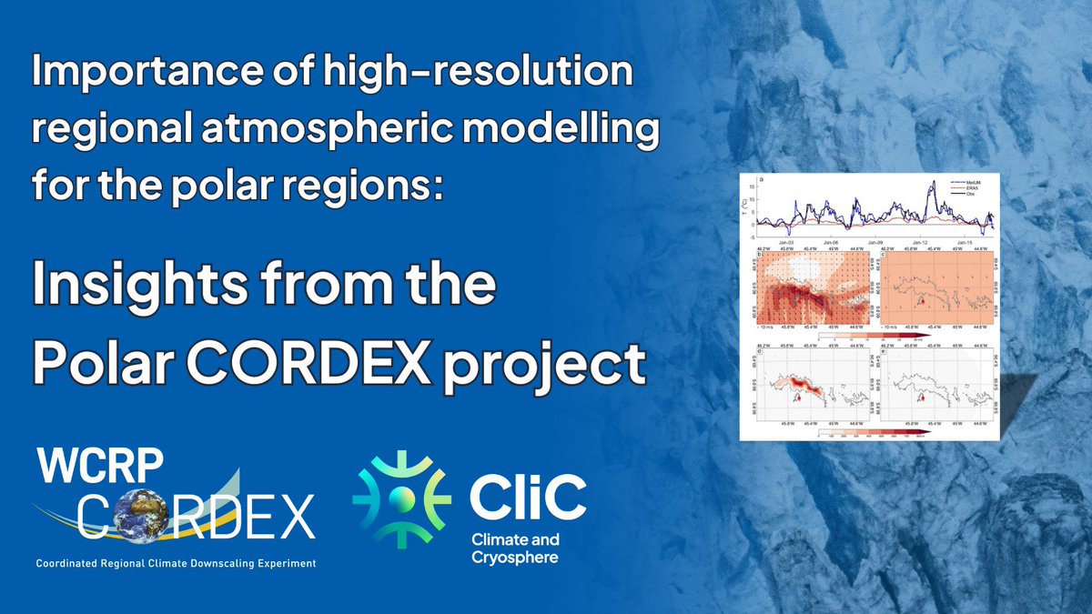 Climate & Cryosphere (@clic_wcrp) on Twitter photo 📢 Importance of high-resolution regional atmospheric modelling for the polar regions: Insights from the Polar CORDEX project <a href="/WCRP_Cordex/">WCRP Cordex</a>
📝 Written by Dr. Andrew Orr
🔗 READ NOW: wwrp-pcaps.net/news/highresmo…
<a href="/BAS_News/">British Antarctic Survey 🐧</a> <a href="/PolarRES_eu/">PolarRES</a> <a href="/WMO/">World Meteorological Organization</a> <a href="/WCRP_climate/">World Climate Research Programme (WCRP)</a> 📢 Importance of high-resolution regional atmospheric modelling for the polar regions: Insights from the Polar CORDEX project <a href="/WCRP_Cordex/">WCRP Cordex</a>
📝 Written by Dr. Andrew Orr
🔗 READ NOW: wwrp-pcaps.net/news/highresmo…
<a href="/BAS_News/">British Antarctic Survey 🐧</a> <a href="/PolarRES_eu/">PolarRES</a> <a href="/WMO/">World Meteorological Organization</a> <a href="/WCRP_climate/">World Climate Research Programme (WCRP)</a>