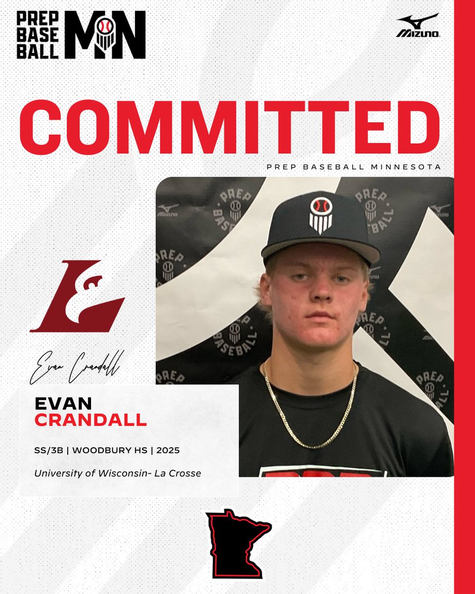 🎓𝐂𝐨𝐦𝐦𝐢𝐭𝐦𝐞𝐧𝐭 𝐖𝐚𝐭𝐜𝐡🎓

Evan Crandall, (2025, SS/3B, <a href="/WHSBaseballMN/">Woodbury HS Royals Baseball</a>) commits to the University of Wisconsin-La Crosse.

👤 loom.ly/cwUb7LE

<a href="/EvanCrandall_25/">Evan Crandall</a> ✖️ <a href="/UWLAXBaseball/">UW-LACROSSE BASEBALL</a>