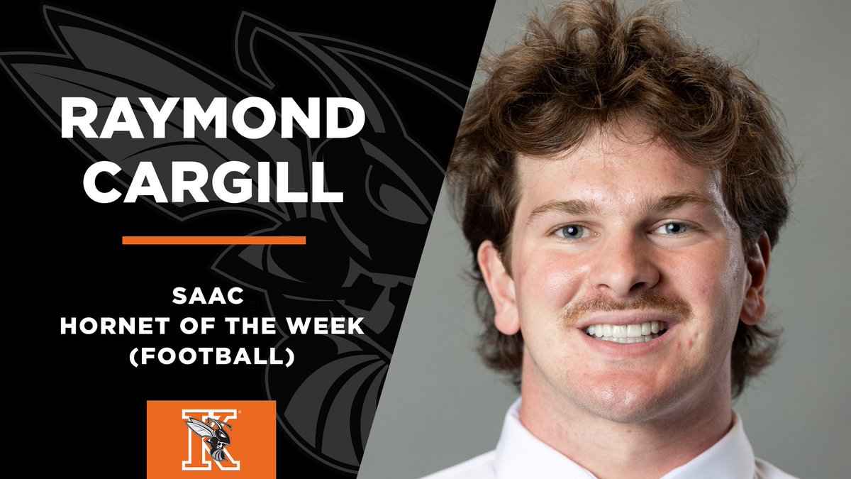 khornets's tweet photo. Congratulations to Raymond Cargill, this week's @kzoosaac Men's Hornet of the Week! #GoHornets @KzooFootball 
Story: https://t.co/EePuU1ncVY https://t.co/CU6H4EurX0